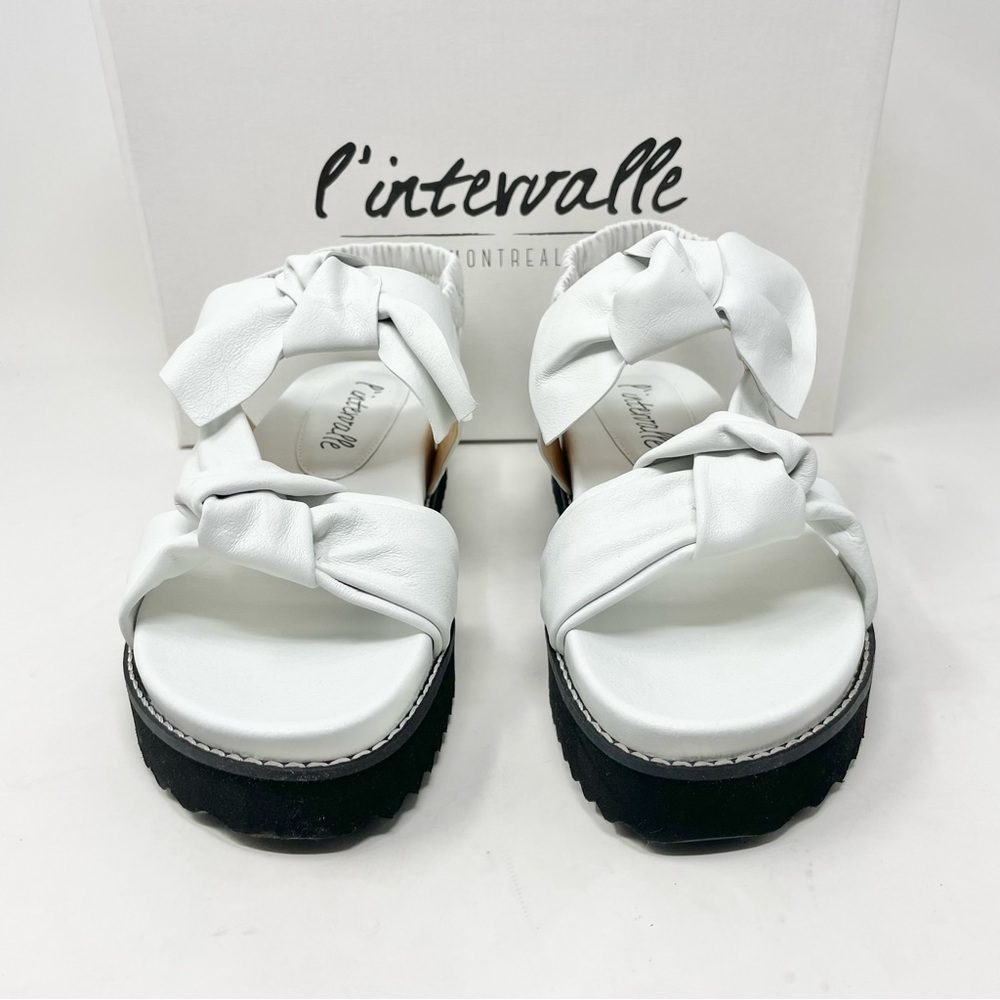 NEW L’Intervalle Atlantis White Leather Bow & Knot Detail Sandals Size 39 - Picture 5 of 10